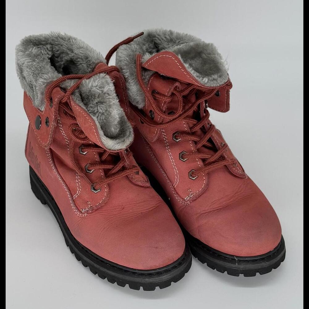 Safety Girl Pink Leather Work Boots Fur Lined - Size 7M
